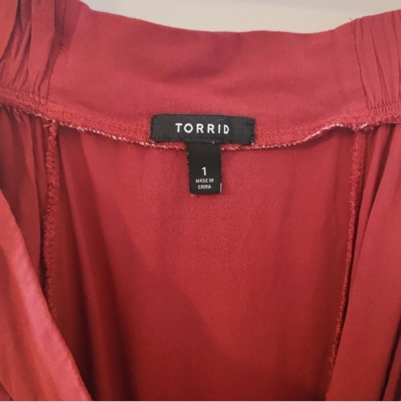 Torrid Burgundy Red Challis Button Front Midi Skirt Women's 1X Plus Size EUC - Picture 9 of 11